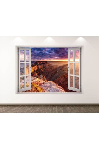 KanvasSepeti Manzara Resimleri Full Hd Baskı 3D Pencere Modern Duvar Sticker
