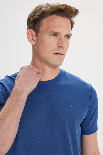 ALTINYILDIZ CLASSICS Ανδρικό βαμβακερό μπλουζάκι με λεπτή εφαρμογή Navy Blue