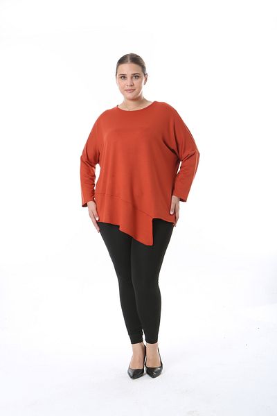 özle fashion Γυναικεία μπλούζα με ασύμμετρη κοπή σε μεγάλο μέγεθος