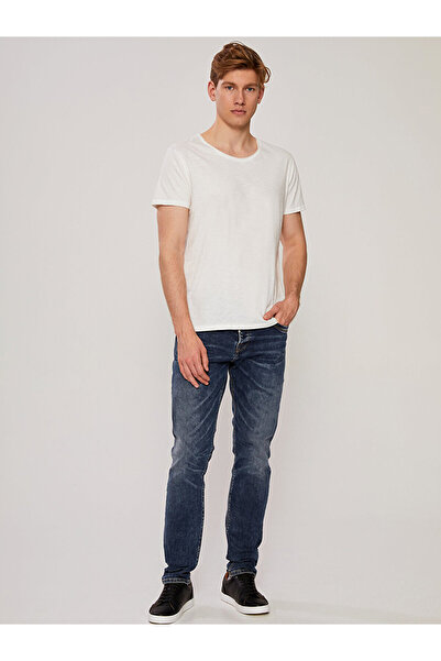 Ltb Round Wide Collar Cream T-Shirt