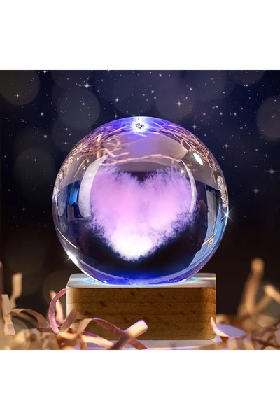 hediyesahibi İsme Özel Büyük Boy Işıklı Ahşap Kare Kaideli Aşk Temalı Cam Kür...