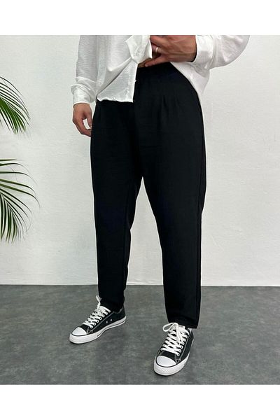 bafatex Ανδρικό λινό παντελόνι Boyfriend Relaxed Cut Double Leg Jogger