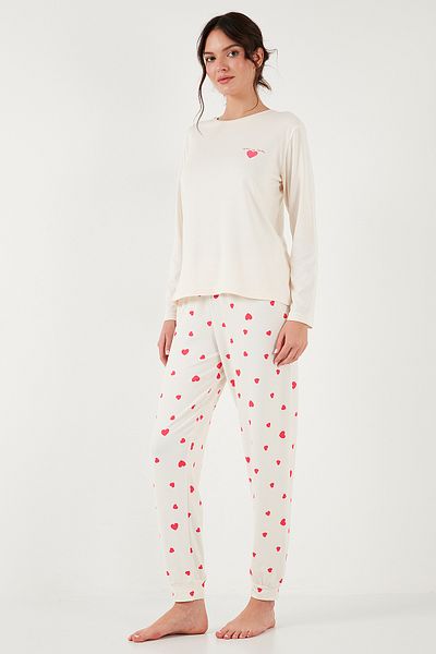 Lela Stretch Regular Fit - Crew Neck Elastic Waist Pajama Set 65714101