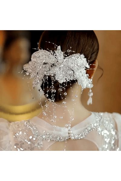 Eva Flore Beaded Tasseled Bridal Engagement Maternity Hair Comb Hairpin