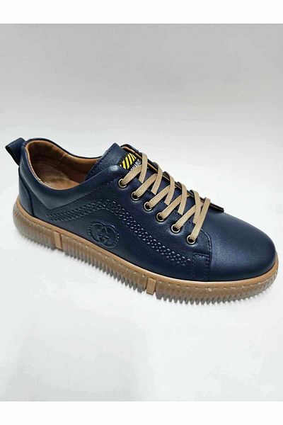 Luis Figo Genuine Leather Number 38-39 Lace-Up Navy Blue Skin Men's Shoes