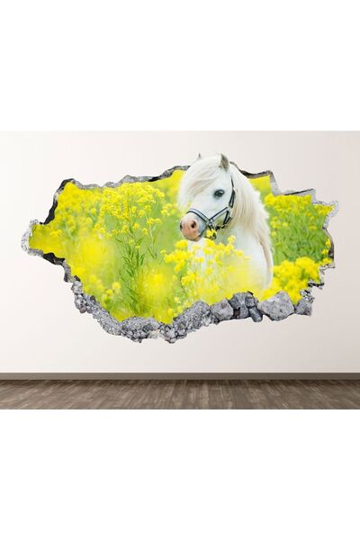 KanvasSepeti Veličanstveni beli konji Full HD print 3D moderna zidna naljepnica