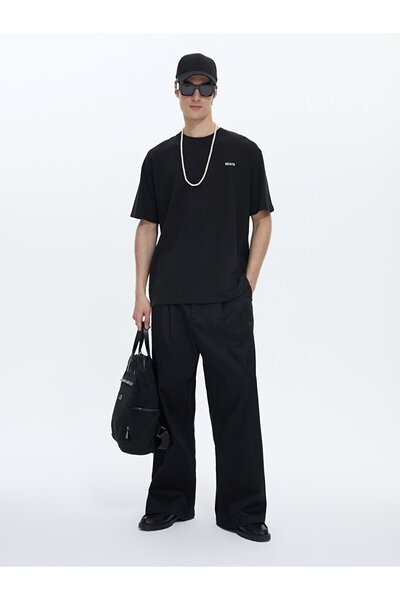 Ltb تي شيرت أسود مطبوع عليه شعار