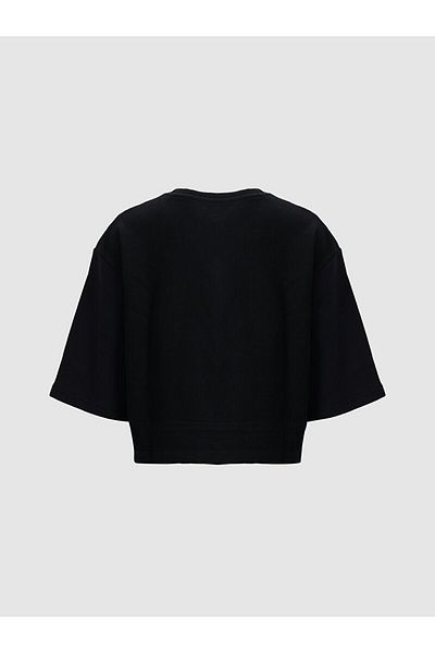 Ltb Slogan Printed Black T-shirt with Gathered Waist