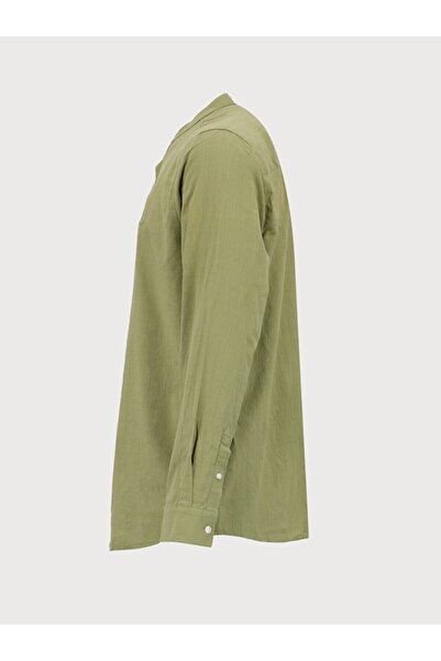 Ltb Keten Görünümlü Hakim Yaka Yeşil Gömlek