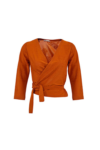 Ltb Orange Sweatshirt with V-Neck Lacing Detail