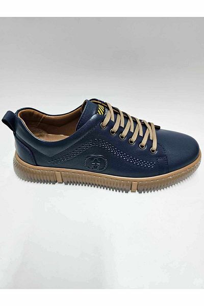 Luis Figo Genuine Leather Number 38-39 Lace-Up Navy Blue Skin Men's Shoes