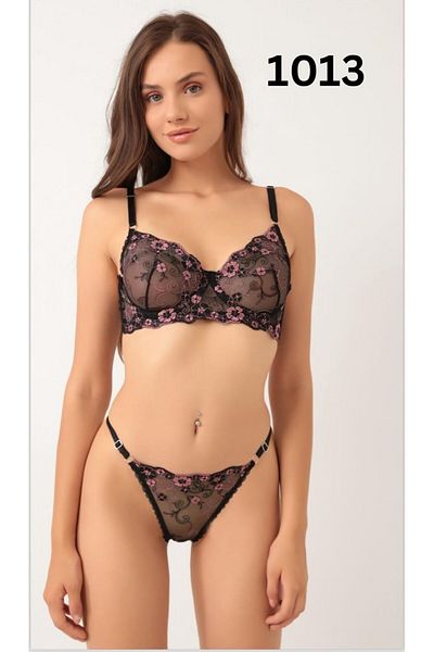 Bluewhs Set bralet transparent din dantela cu sârmă cu modele florale