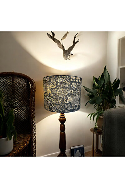 Genel Markalar Abajur Başlığı Fil Detaylı EL YAPIMI(40 çap 30yükseklik Silind...