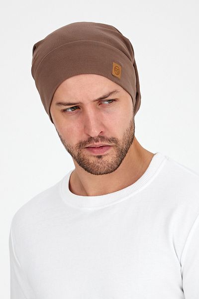 Butikgiz Men's Brown Rope Detailed Special Design 4 Season Hat Beanie-Ultra Soft Natural Combed Cotton Fabric
