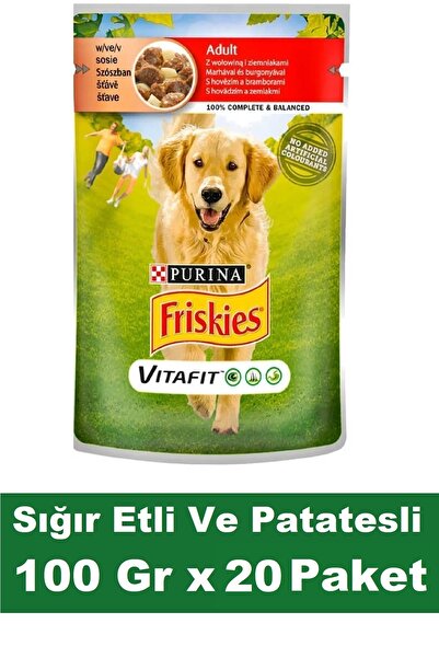 Friskies Yetişkin Sığır Etli Ve Patatesli Köpek Maması 100 Gr x 20 Paket