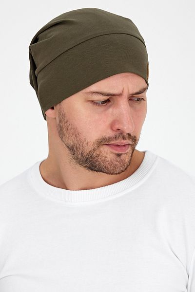 Butikgiz Men's Khaki Rope Detailed Special Design 4 Season Hat Beanie-Ultra Soft Natural Combed Cotton Fabric