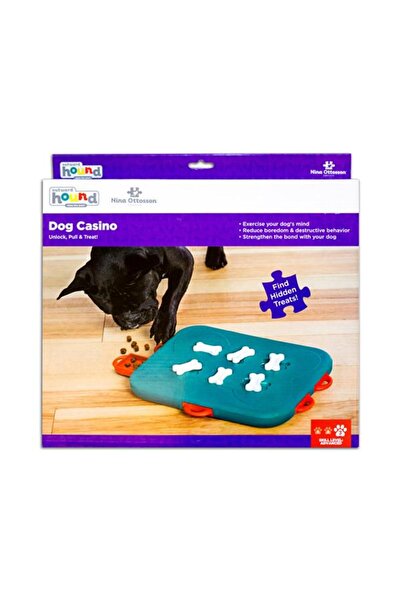 Genel Markalar Dog Casino Turquoise İnteractive Puzzle Köpekler için Zeka Geliştirici Oyuncak ve Mama Kabı