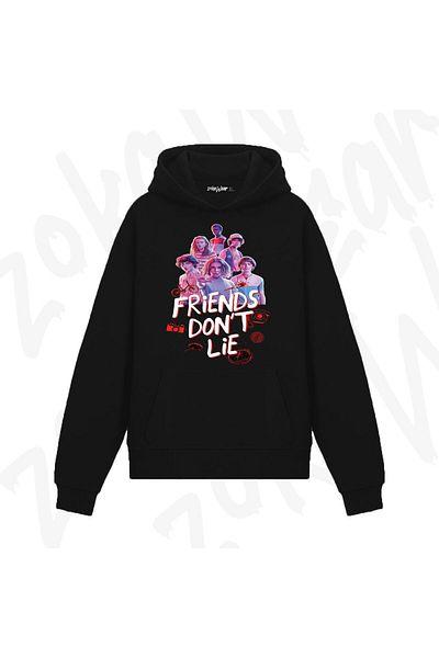 ZOKAWEAR Stranger Things Friends Dont Lie Design Printed Hooded Sweatshirt