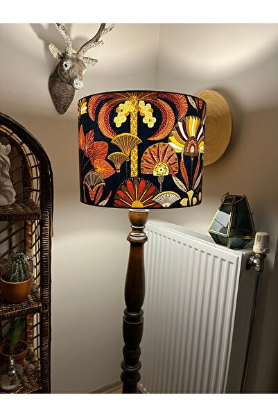 abonjur Abajur Başlığı Lacivert El Yapımı(40 Çap 30yükseklik Silindir Şapka Y...