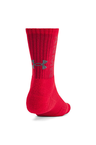 Under Armour Kırmızı Unisex Çorap 1373084-601 UA 3-Maker 3pk Mid-Crew