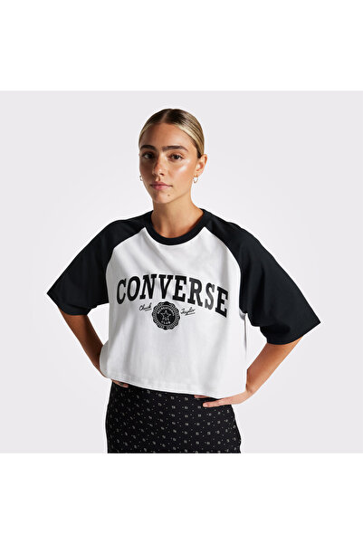 Converse Retro Cropped Kadın Beyaz Crop T-Shirt