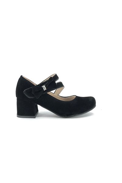 Kocamanlar Ayakkabı Pantofi pentru copii İremsu 7845 Side Ribbon pentru fete cu toc BLACK-SUEDE