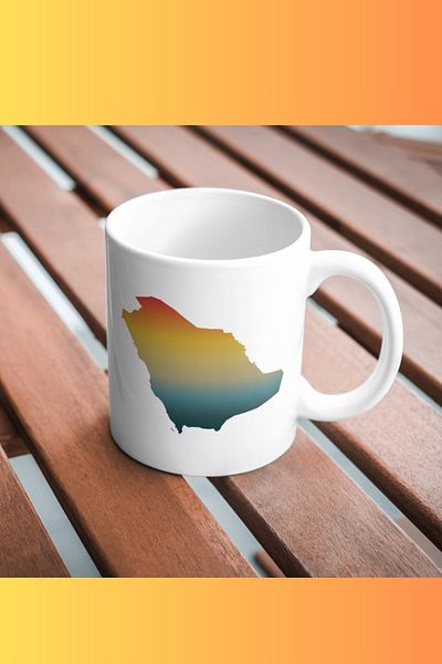 Azresa Saudi Arabia Retro Sunset Map Themed Porcelain Mug