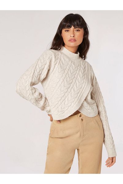 Apricot Wickel-Pullover aus Kabelstrick