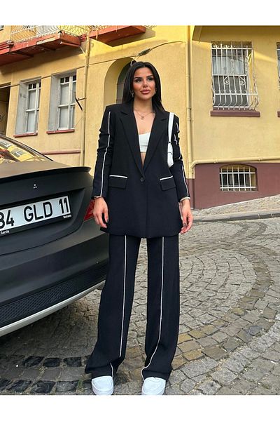 pembekurdelem Black Oversize Jacket and Trousers Set - Women's Style