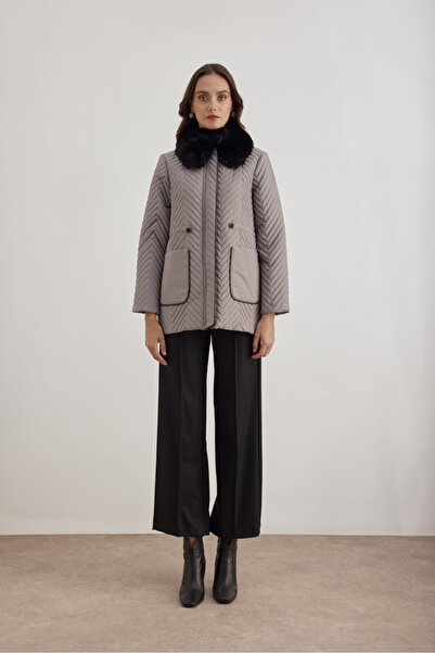 Aker 5829111 Yaka Detaylı Kapitone Kısa Mont