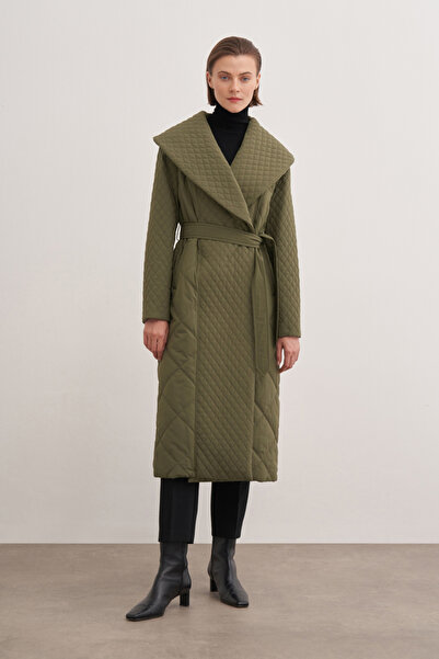 Aker 5756111 Belden Bağlamalı Uzun Kapitone Mont