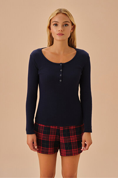 SUWEN Couple T-Shirt Shorts Pajama Set