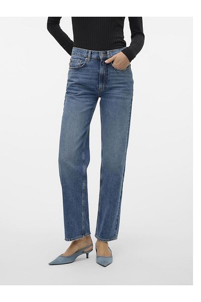 Vero Moda Düz Kesim VMVALERIE Orta Bel Locker geschnittene Jeans
