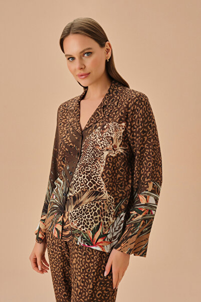 SUWEN Set de pijamale cu guler cămașă Wild