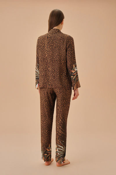 SUWEN Set de pijamale cu guler cămașă Wild