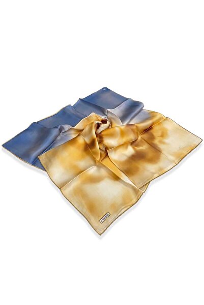 Armine Mustar - Eșarfă din mătase Tivil cu model de flori albastre 9124 - 51