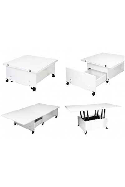 Evistro Akıllı Sihirli Laptop Sehpa/ Yemek Masası / Orta Sehpa Beyaz