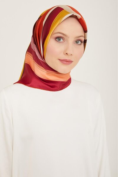 Armine Fucsia - Eșarfă din mătase Tivil cu model geometric verde 9122 - 55