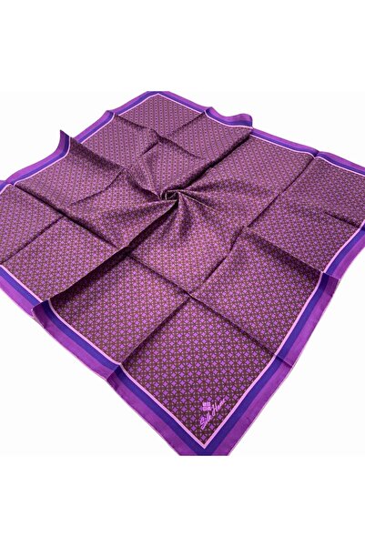 Silk Home Μωβ Μεταξωτό Φουλάρι με Γεωμετρικό Σχέδιο 11414-97