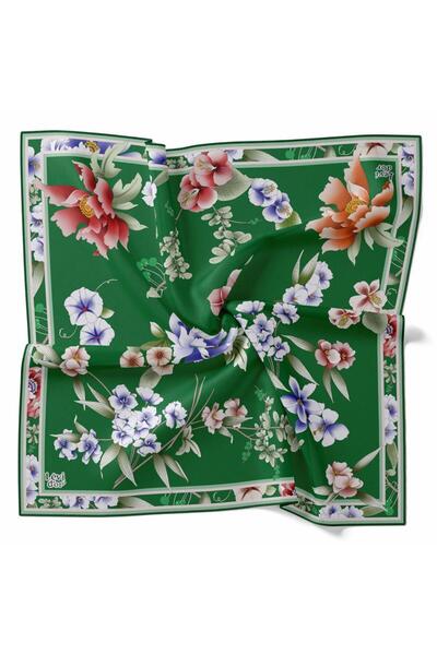 Levidor Eșarfă din mătase Tivil cu model de flori verzi 26439 - 12