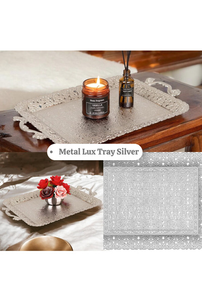 CHANCE GİFT Lux Tasarım Servis Tepsisi Metal Tepsi Organizer Dekoratif Tepsi Çay&Kahve Sunum Tepsisi Hediyelik