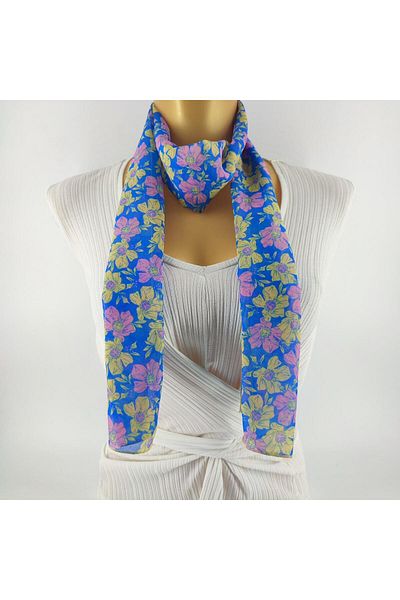 Tedz Collection PAREDORA Daisy Blue Yellow Long Scarf