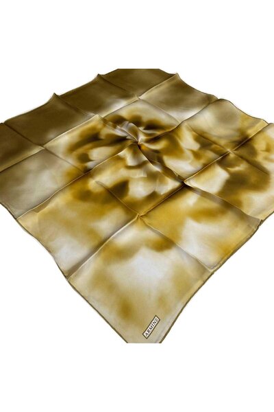 Armine Μουστάρδα - Κρεμ Μεταβαλλόμενο Μοτίβο Λουλουδιών Μεταξωτό Φουλάρι Tivil 9124 - 36