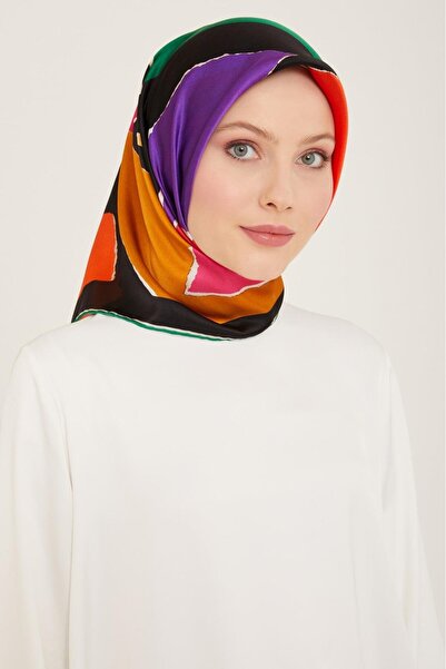 Armine Eșarfă din mătase Tivil cu model geometric negru 9125 - 06