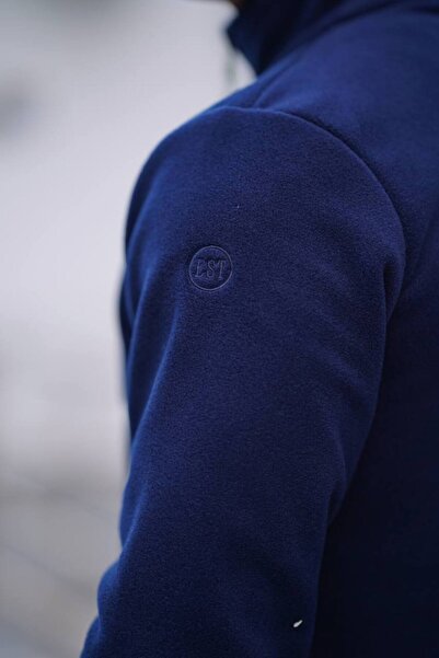 Est Estola Чоловіча зимова товста куртка на блискавці з 3 кишенями з бавовняної тканини Polar, темно-синя