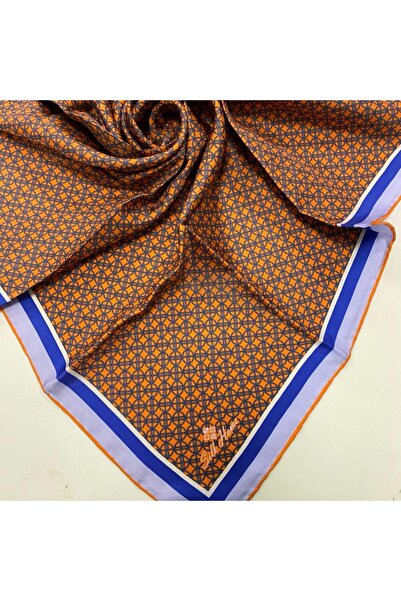 Silk Home Πορτοκαλί μεταξωτό μαντήλι με γεωμετρικό σχέδιο 11414-98