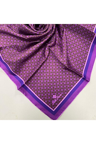 Silk Home Μωβ Μεταξωτό Φουλάρι με Γεωμετρικό Σχέδιο 11414-97