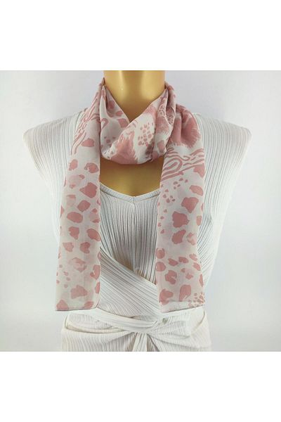 Tedz Collection وشاح طويل كريمي وردي مرقط من PAREDORA