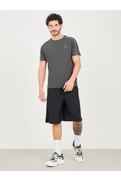 Styli Micro Pique Knit Contrast Overlock Seam Workout T-shirt