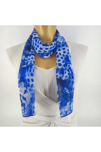 Tedz Collection PAREDORA Spotted Blue White Long Scarf